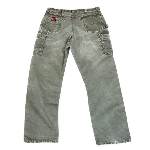 Wrangler Riggs Riptstop Cargo Work Pants Sz 38 Khaki Green #326i - Picture 2 of 9